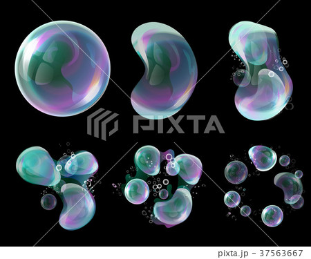 Vector 3d soap transparent bubbles in the 37563667