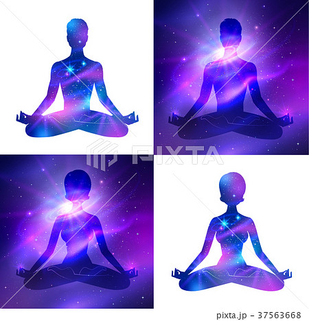Meditation on space background 37563668