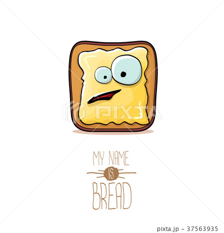 vector funky cartoon cute white sliced toast bread 37563935