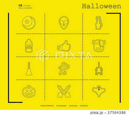 Collection of 12 halloween icons. Vector Collection of 12 halloween icons. Vector 37564386