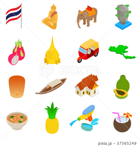 Thailand icons set, isometric 3d style 37565249