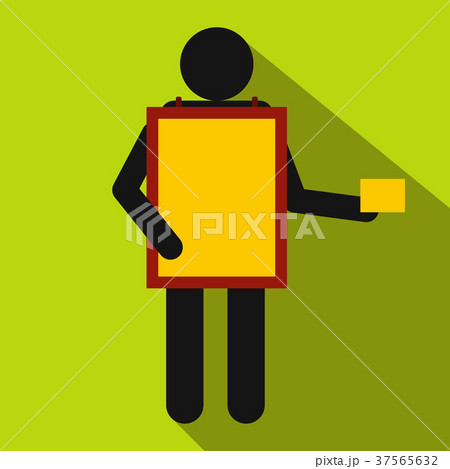 Sandwich board man icon, flat style 37565632