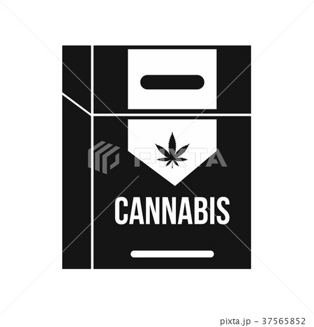 Cannabis cigarette box icon, black simple style 37565852