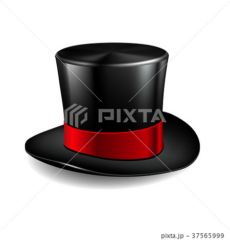 Black cylinder hat with red ribbon 37565999