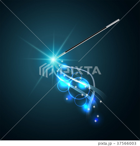 Magic wand with magical blue sparkle trail 37566003