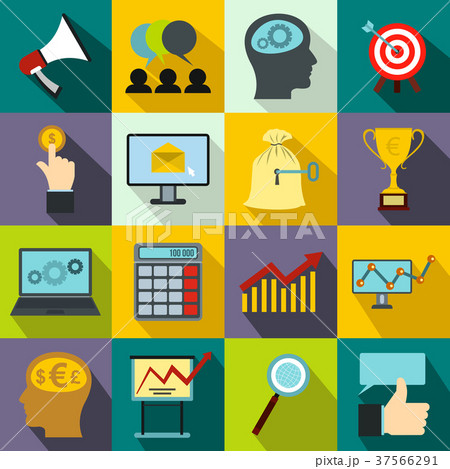Business, banking and office icons set, flat style 37566291