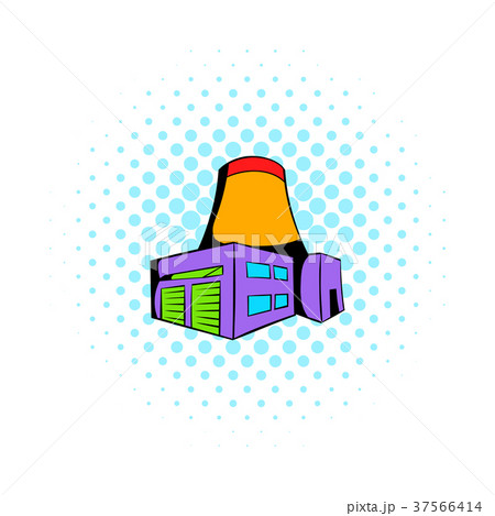 Nuclear power plant icon, comics style  37566414