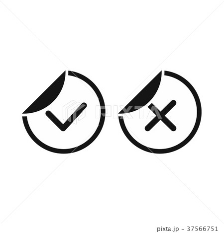 Tick and cross sticker icon, simple style Tick and cross sticker icon, simple style 37566751