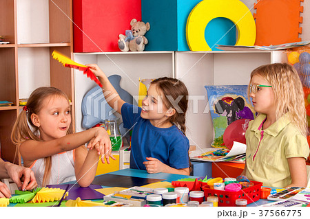 School children with scissors in kids hands 37566775