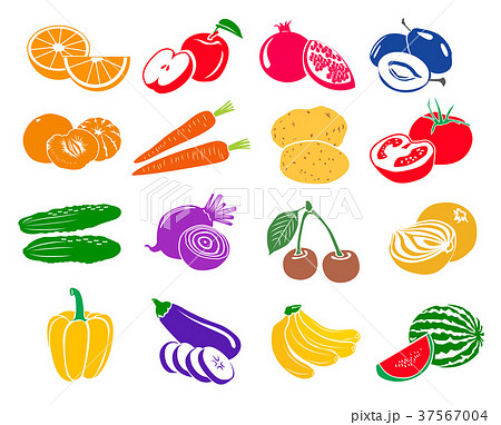 Fruits and vegetables set icons 37567004