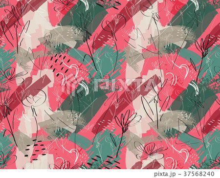 Roughly sketched dandelion flower pink green 37568240