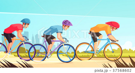 Cycle Competitive Racing Cartoon Illustration  37568602