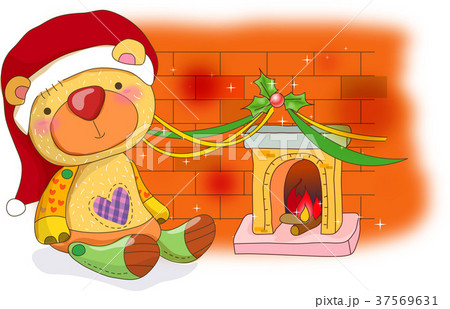 クリスマス クマ 暖炉 37569631
