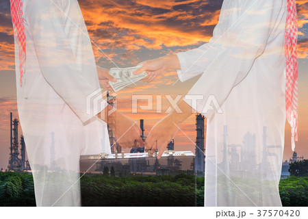 Oil and Gas refinery plant at sunrise scene 37570420