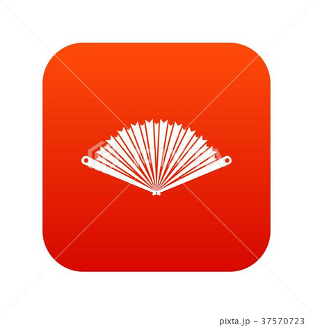 Opened oriental fan icon digital red Opened oriental fan icon digital red 37570723