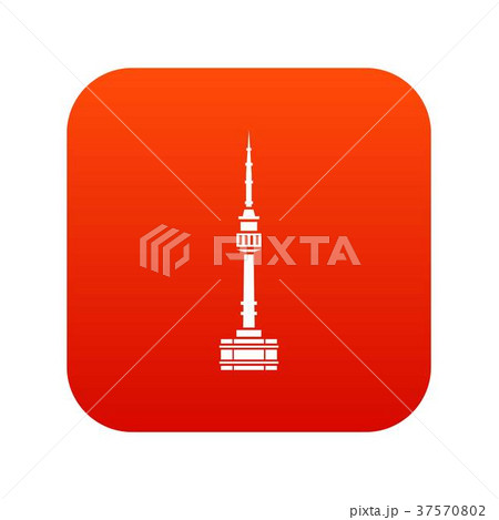 Namsan tower in Seoul icon digital red 37570802