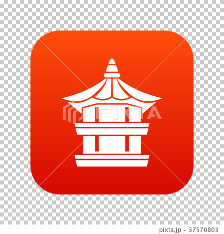Traditional korean pagoda icon digital red 37570803