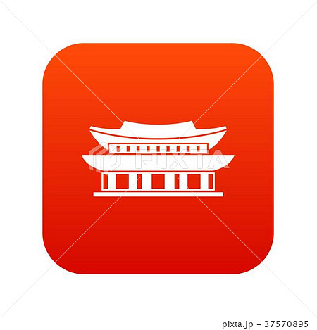 Gyeongbokgung palace, Seoul icon digital red 37570895