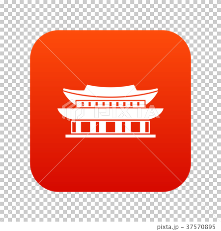 Gyeongbokgung palace, Seoul icon digital red 37570895
