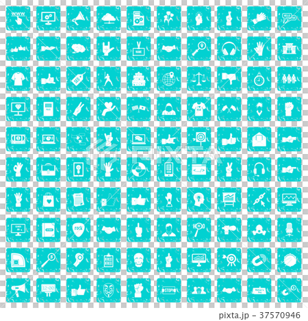 100 different gestures icons set grunge blue 100 different gestures icons set grunge blue 37570946