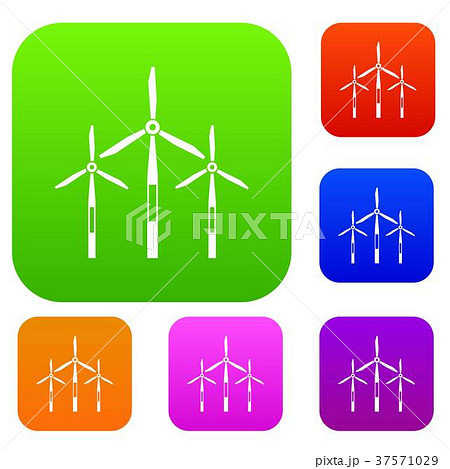 Wind generator turbines set color collection 37571029
