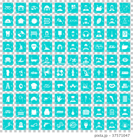100 different professions icons set grunge blue 37571047
