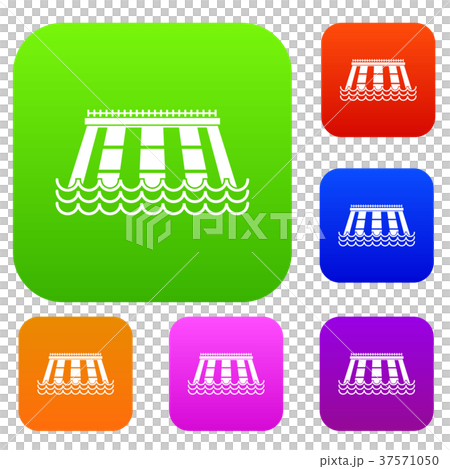 Hydroelectric power station set color collection 37571050