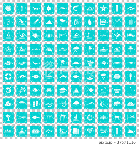100 diving icons set grunge blue 100 diving icons set grunge blue 37571110