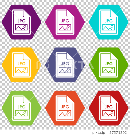 File JPG icon set color hexahedron - Stock Illustration [37571292] - PIXTA