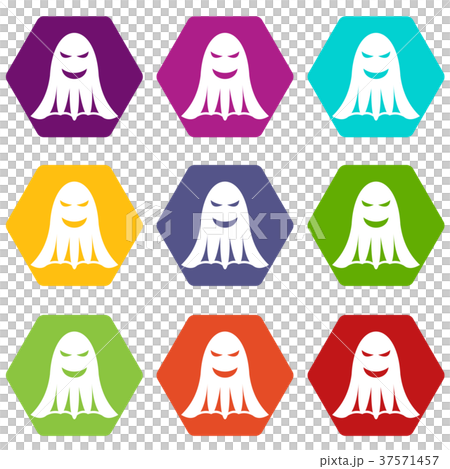 Ghost icon set color hexahedron 37571457