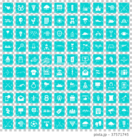 100 arrow icons set grunge blue 37571745