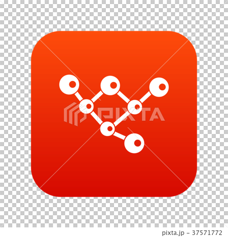 Molecule structure icon digital red 37571772