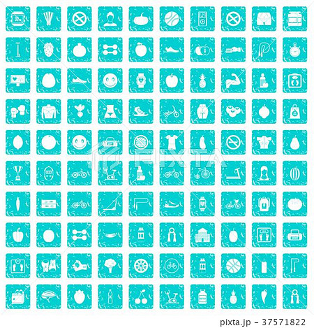 100 fitness icons set grunge blue 100 fitness icons set grunge blue 37571822