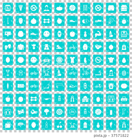 100 fitness icons set grunge blue 100 fitness icons set grunge blue 37571822