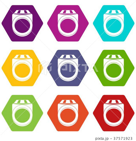 Ring icon set color hexahedron 37571923