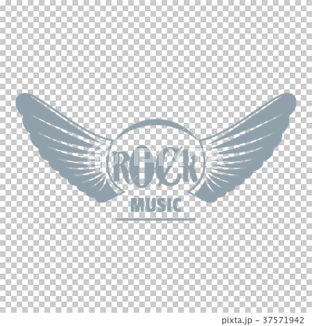 Rock music logo, simple gray style 37571942