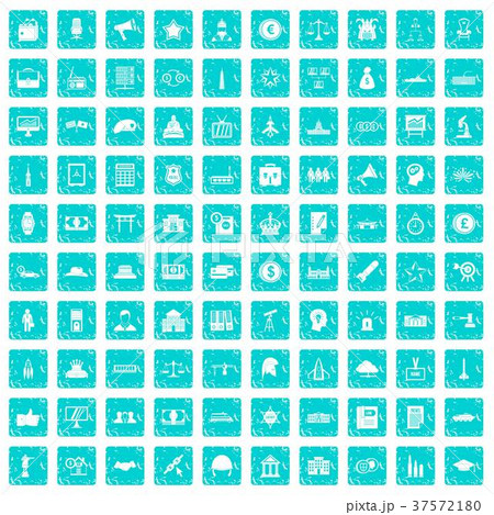 100 government icons set grunge blue 37572180