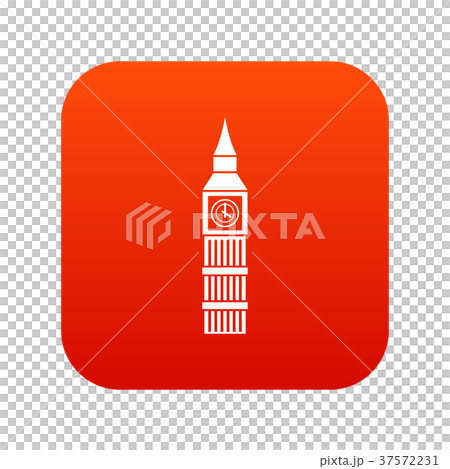 Big Ben clock icon digital red 37572231
