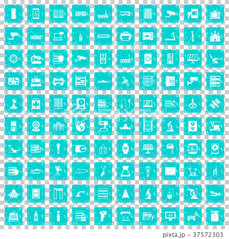 100 hardware icons set grunge blue 37572303
