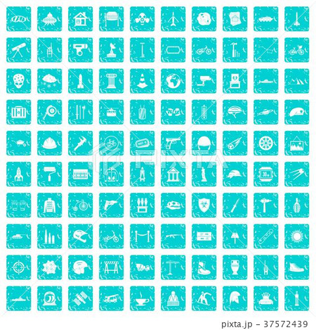 100 helmet icons set grunge blue 37572439