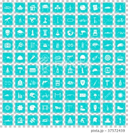 100 helmet icons set grunge blue 37572439