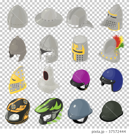 Helmet hat icons set, isometric style Helmet hat icons set, isometric style 37572444