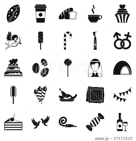 Sugary food icons set, simple style 37572525