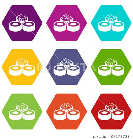 Sushi icon set color hexahedron Sushi icon set color hexahedron 37572783
