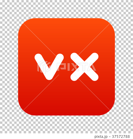 Fat tick and cross icon digital red 37572788