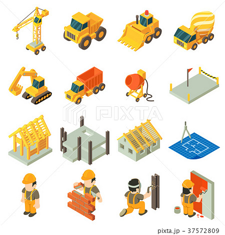 Construction building icons set, isometric style 37572809