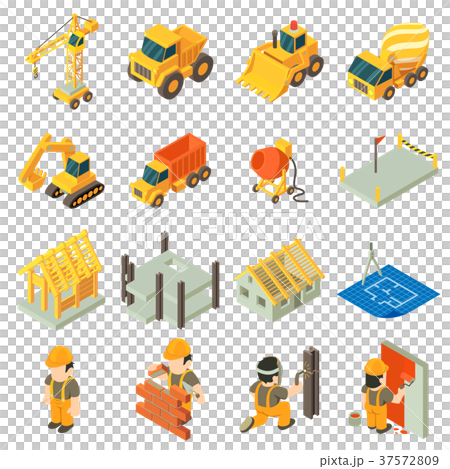 Construction building icons set, isometric style 37572809