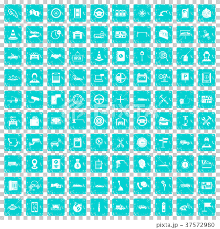 100 auto service center icons set grunge blue 37572980