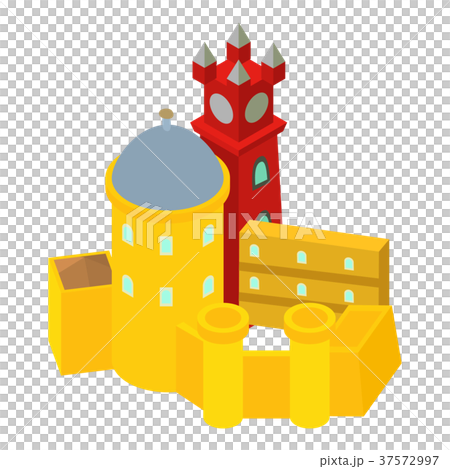 Colored castle icon, isometric style Colored castle icon, isometric style 37572997