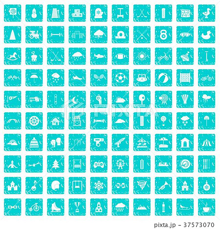 100 kids games icons set grunge blue 37573070